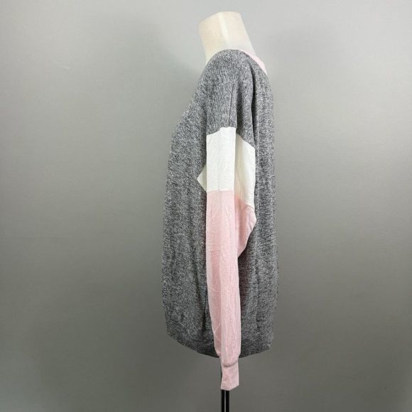 NWT GIBSON Grey‎ Pink Scoop Neck Long Sleeve Sweater (XL) - Picture 4 of 8